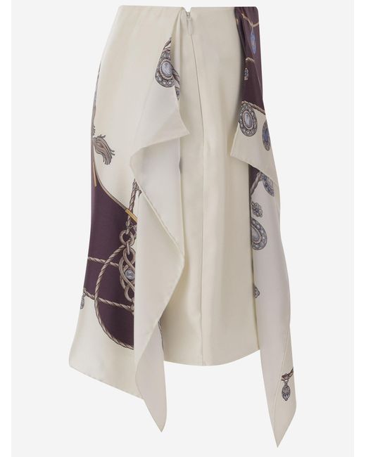 Versace Purple Skirt Printed Silk Twill