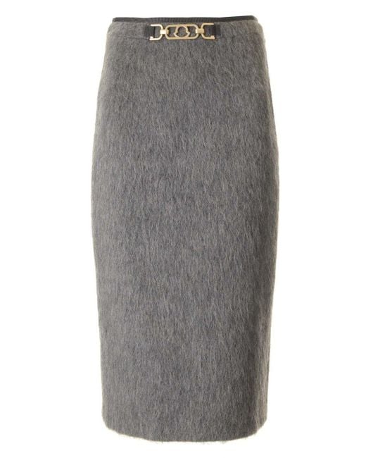 Moncler Gray Wool And Mohair Pencil Skirt