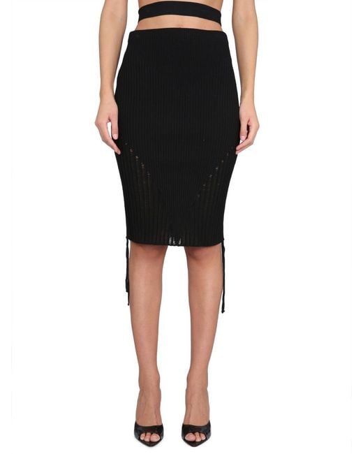 ANDREADAMO Black Midi Skirt Viscose