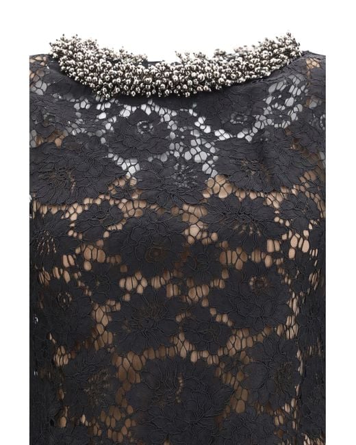 Self-Portrait Black Dress, Lace Long-Sleeve Mini — Polyamide