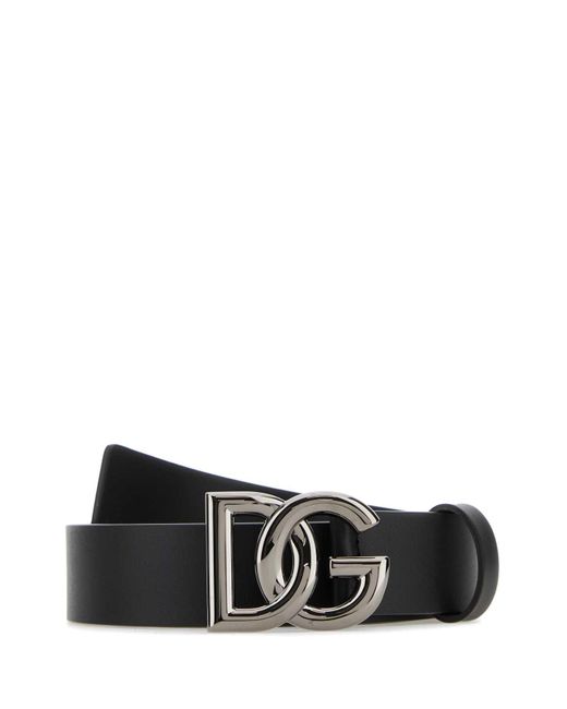 Dolce & Gabbana White Leather Belt for men