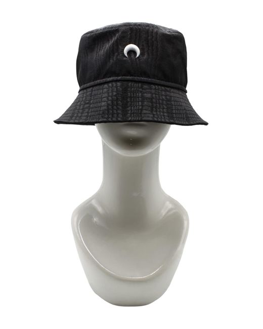 MARINE SERRE Black Regenerated Moire Bucket Hat Accessories