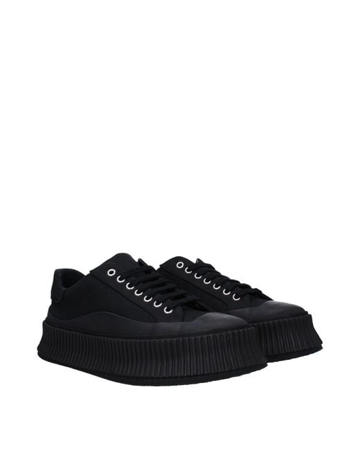 Jil Sander Black Fabric Platform Sneakers for men