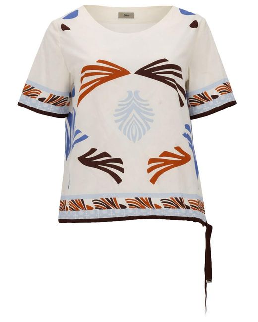 Herno White T-Shirt Summer Print Cotton T-Shirts