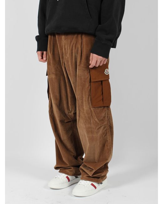 Moncler Brown Corduroy Cargo Trousers for men