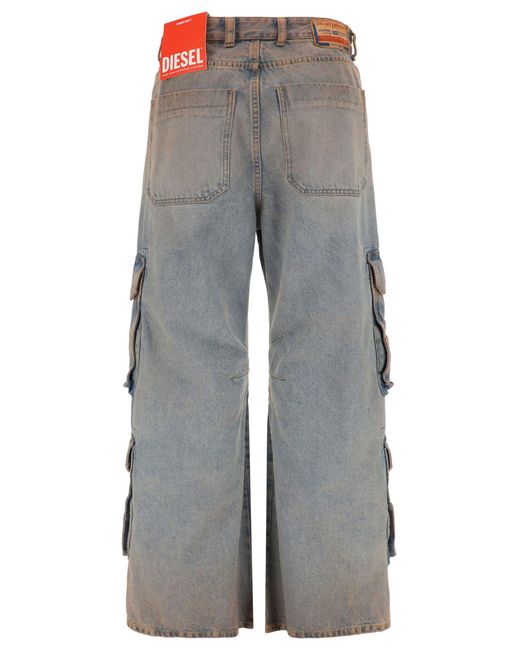 DIESEL Gray Denim Cargo Jeans