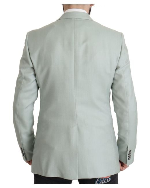 Dolce & Gabbana Gray Green Cashmere Blazer Jacket for men