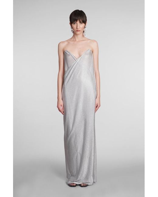 Magda Butrym Gray Dress In Silver Viscose