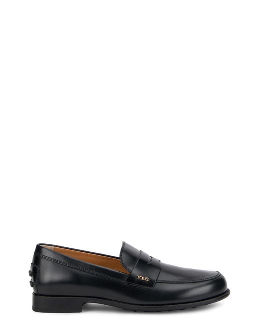 Tod's Black Leather Moccasins Calfskin Loafers