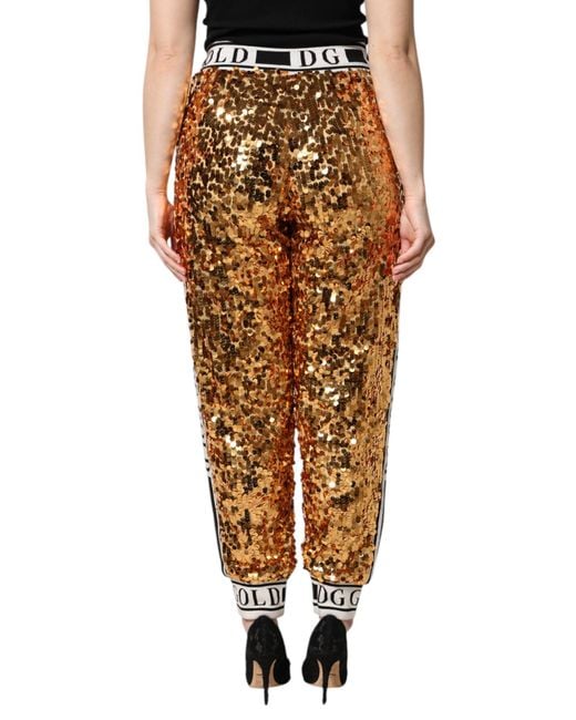 Dolce & Gabbana Metallic Dg Logo Sequined Jogger Pants