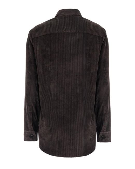 Le Plain Black Corduroy Shirt Blouses