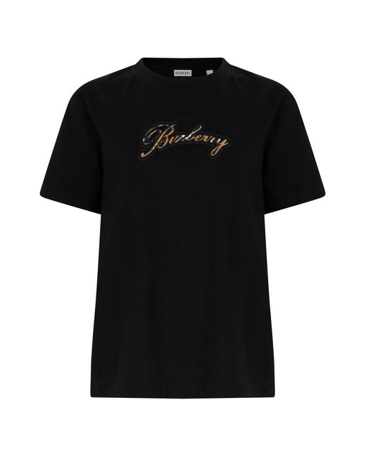 Burberry Black T-Shirt With Logo, Cotton T-Shirts & Jerseys