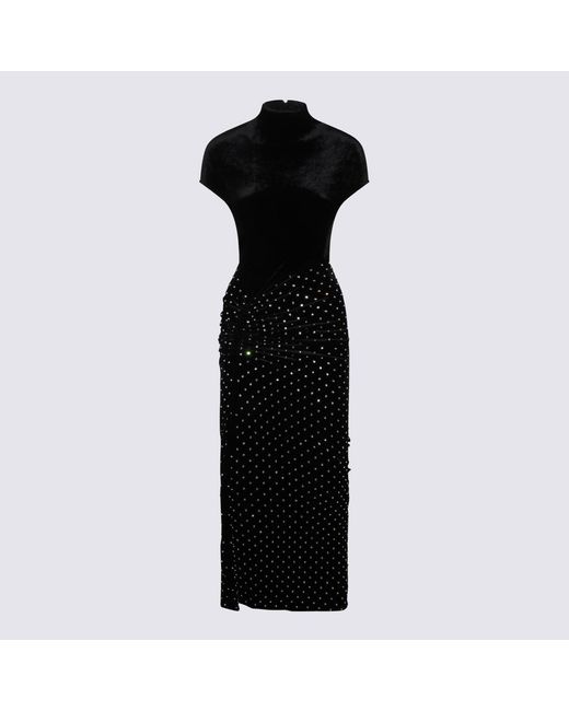 Alaïa Black Velvet Dress With Shimmering Sequins