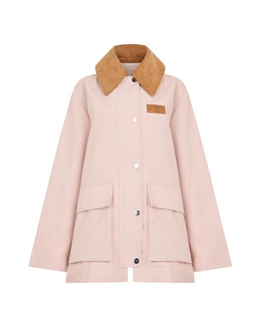 Ganni Pink Jacket With Contrast Collar Polyester Trench & Raincoats