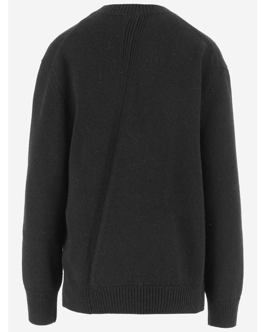 Jil Sander Black Asymmetrical Wool-Blend Sweater