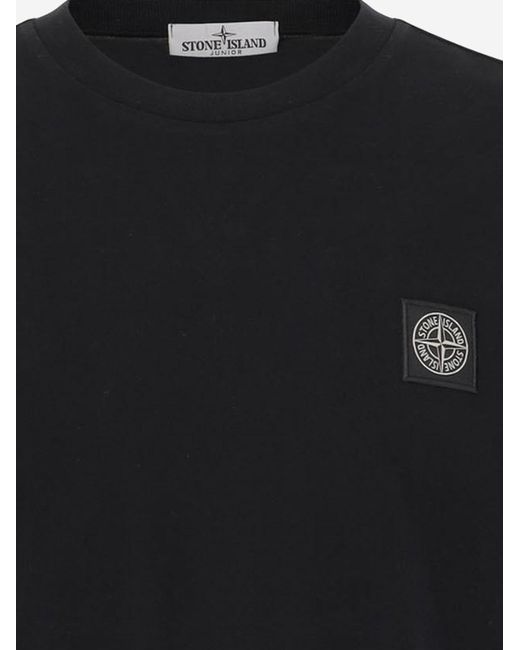 Stone Island Black T-Shirt With Logo Cotton for men