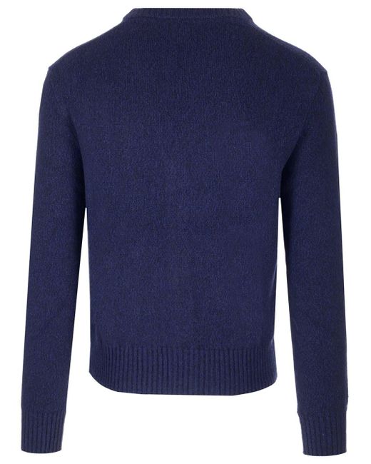 AMI Blue Cashmere And Wool Cardigan for men