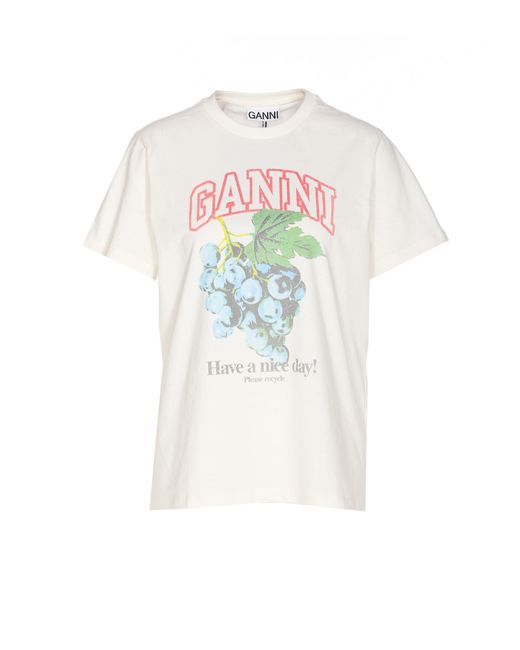 Ganni White Grapes Logo T-Shirt