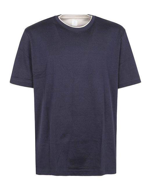 Eleventy Blue Round Neck Plain T-Shirt for men