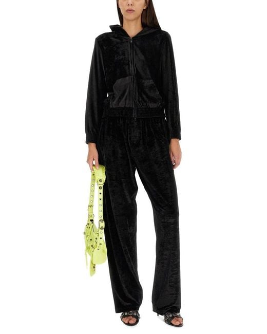 Balenciaga Black Zippered Sweatshirt Bb Paris Viscose Sweatshirts