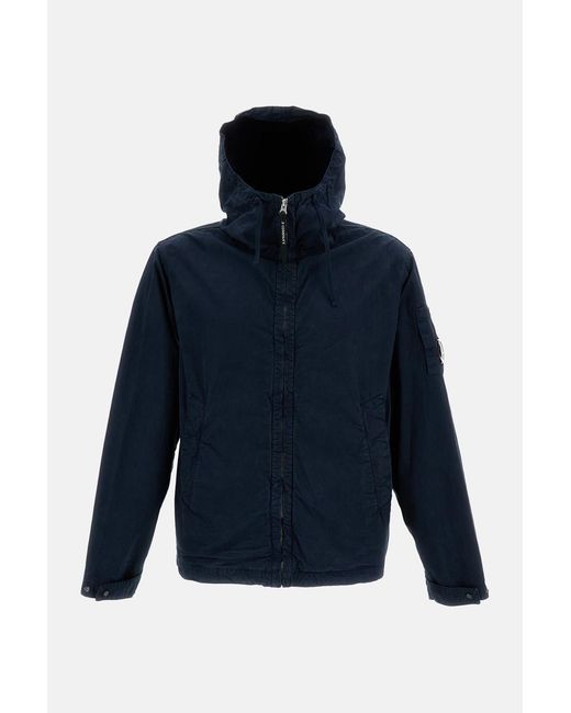 C P Company Blue Micro-Reps Hooded Lens Jacket for men