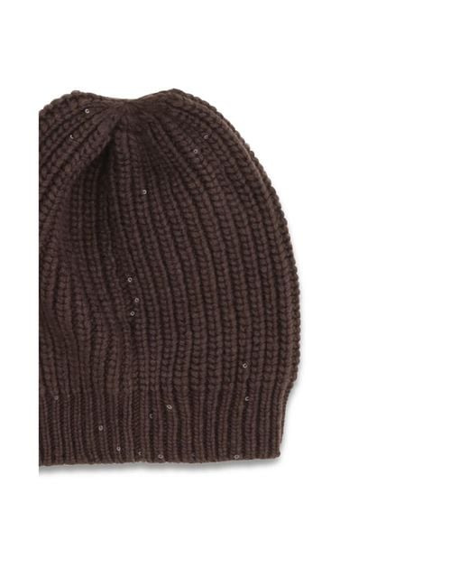 Brunello Cucinelli Brown Cashmere Beanie Hat Silk; Kashmir/Capra Hircus E Hairbands
