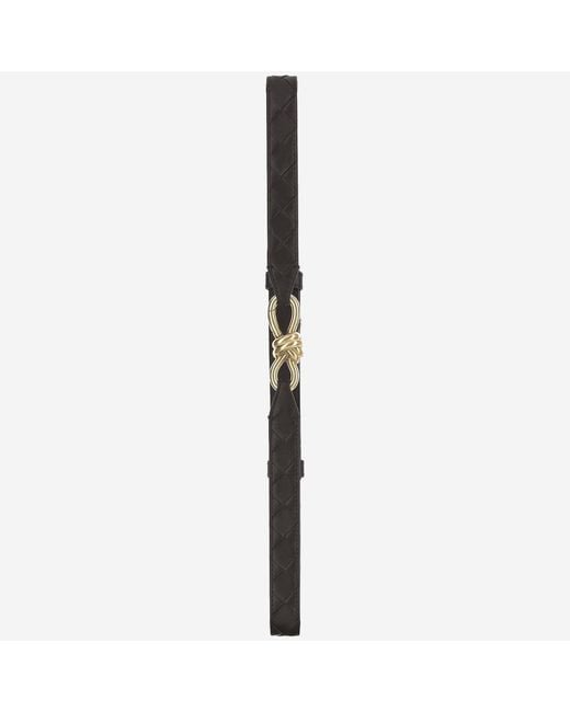 Bottega Veneta Black Leather Belt With Golden Knot Buckle