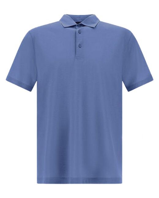 Herno Blue Voile Crepe Jersey Polo for men