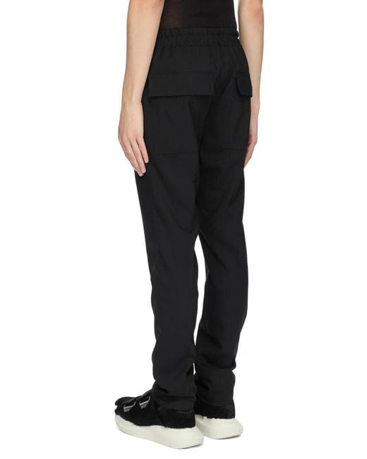 Rick Owens Black Pantalon Drawstring Slim Long Noir Trousers for men