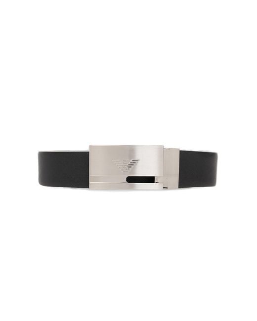 Giorgio Armani Black Reversible Belt With Interchangeable Buckles for men