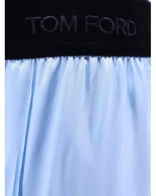 Tom Ford Blue Stretch Satin Trousers Silk