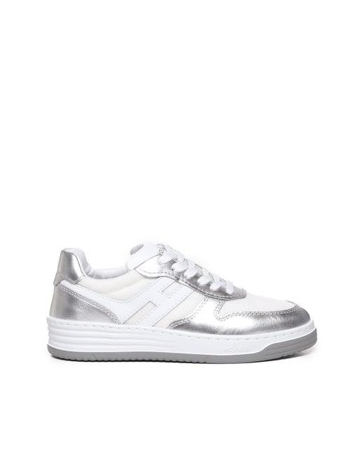 Hogan White 630 Sneakers With Metallic Inserts