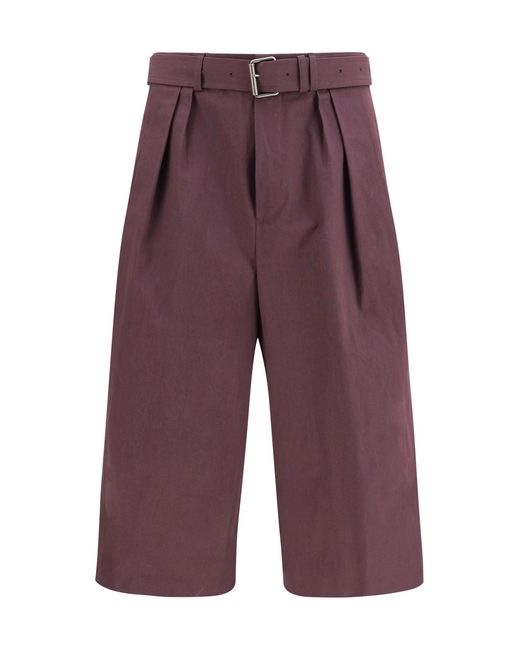 Dries Van Noten Purple Cotton Poplin Shorts Trousers for men