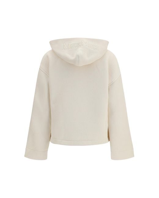Max Mara Pure White Hooded Sweatshirt Cotton; Polyester Sweatshirts
