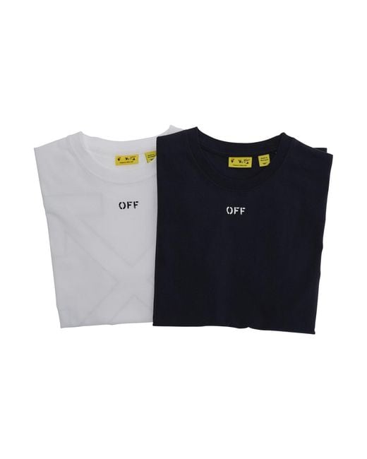 Off-White c/o Virgil Abloh Blue T-Shirt 2-Pack Cotton T-Shirts for men