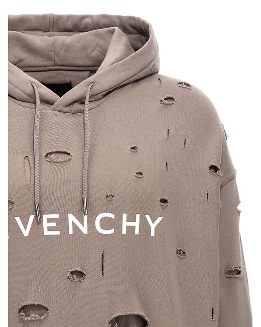 Givenchy Gray Logo Hoodie Sweatshirt for men