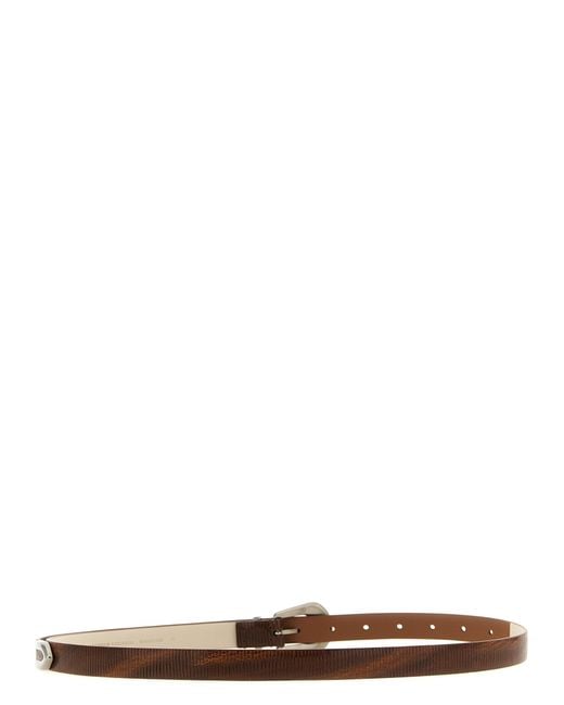 Brunello Cucinelli White Carved Leather Belt