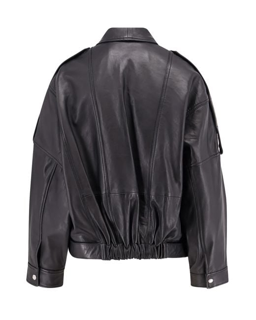 Pinko Confine Chiodo Leather Jacket in Black | Lyst