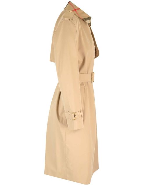 Burberry Natural Honey Trench Coat With Check Collar