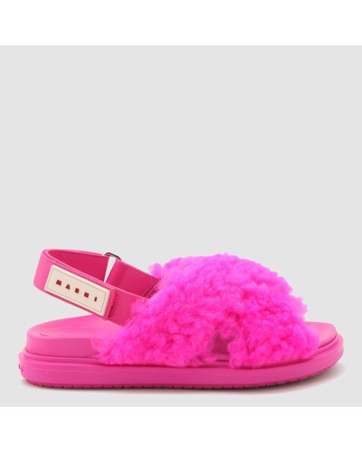 Marni Pink Starlight Logo Patch Sandals