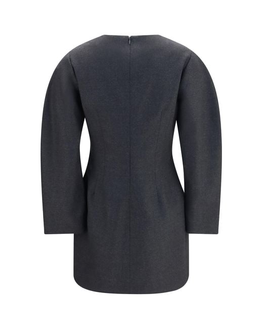 P.A.R.O.S.H. Blue Gabardine And Wool Dress Fleece Ovis Aries; Lycra