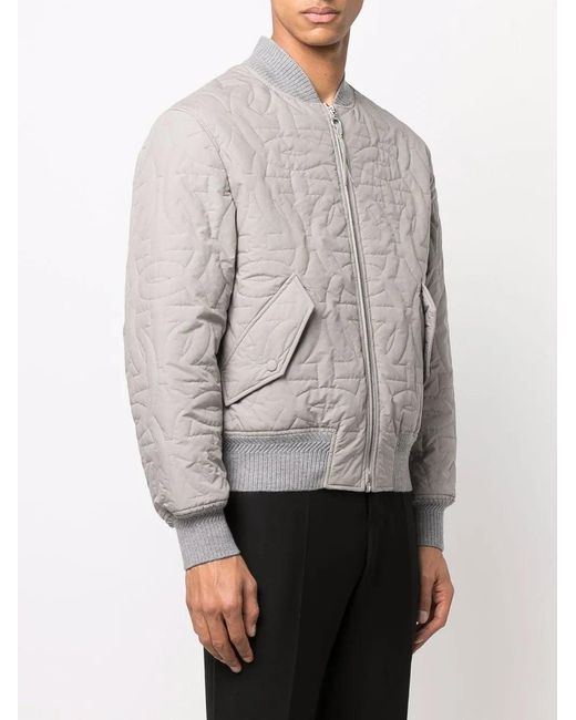 Ferragamo Gray Gancini-Logo Bomber Jacket for men