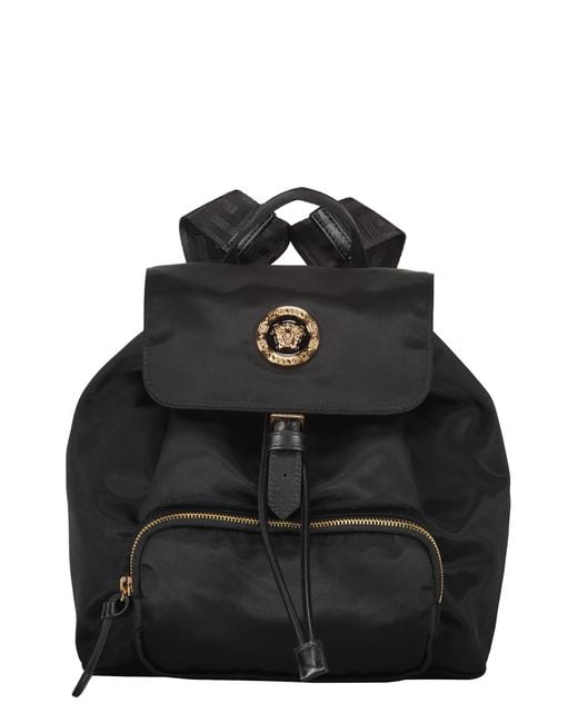 Versace Black Logo Detail Nylon Backpack