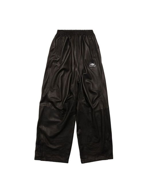 Balenciaga Black 3B Sports Icon Leather Track Trousers