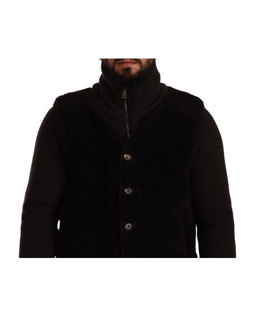 Dolce & Gabbana Black Elegant Leather Bomber Jacket for men