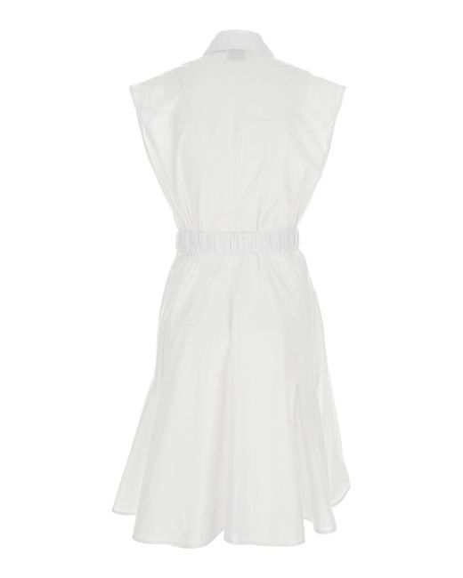 Pinko White Popeline Mini-Dress With Love-Bird Belt