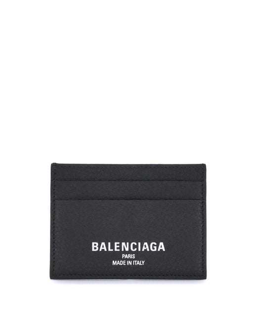 Balenciaga Black Leather Card Holder Lamb Ovis Aries Wallet for men