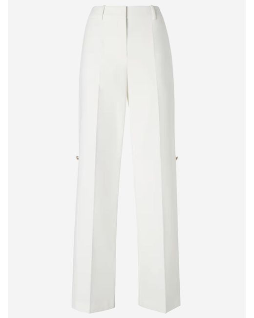 Fendi White Trousers Cotton And Silk