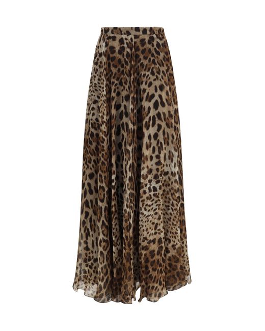 Dolce & Gabbana Black Skirt Leopard-Print Chiffon Silk Trousers