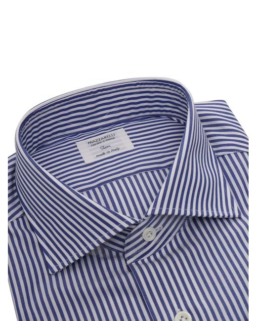 MAZZARELLI CAMICIE Blue Striped Shirt Cotton for men